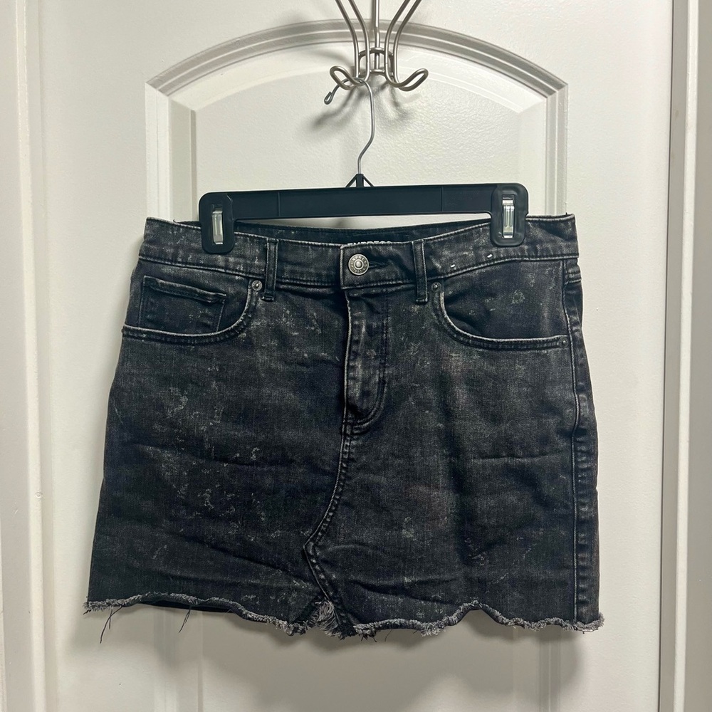 Express distressed denim mini skirt